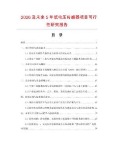 2026及未來5年低電壓傳感器項目可行性研究報告