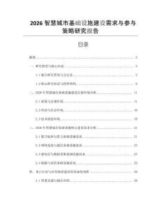 2026智慧城市基础设施建设需求与参与策略研究报告