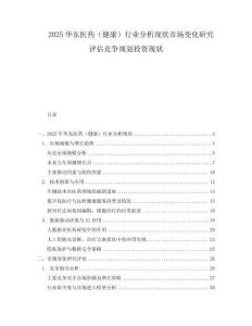 2025華東醫藥（健康）行業分析現狀市場變化研究評估競爭規劃投資現狀