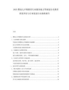 2025嬰幼兒早期教育行業服務能力等級劃分及教育質量評估與行業促進行動條陳報告