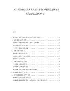 2025航空航天航天飛機(jī)部件行業(yè)市場(chǎng)供需發(fā)展現(xiàn)狀及高端裝備投資研究