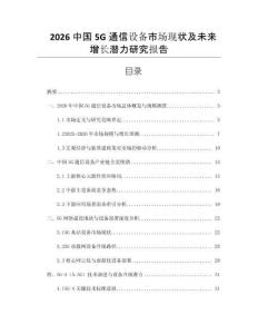 2026中國5G通信設備市場現狀及未來增長潛力研究報告