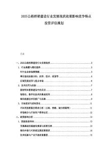 2025公路橋梁建設(shè)行業(yè)發(fā)展現(xiàn)狀政策影響競(jìng)爭(zhēng)特點(diǎn)投資評(píng)估規(guī)劃