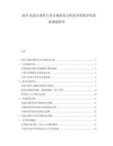 2025光波長器件行業市場供需分析技術發展評估政策規劃研究