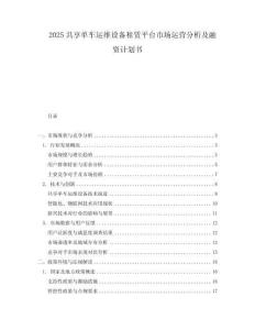 2025共享單車運維設備租賃平臺市場運營分析及融資計劃書