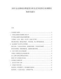 2025運動器材品牌建設分析及競爭優勢行業調整結構研究報告