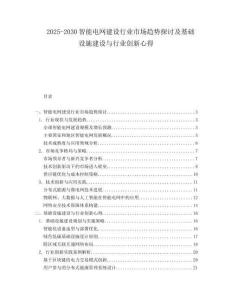 2025-2030智能電網建設行業市場趨勢探討及基礎設施建設與行業創新心得