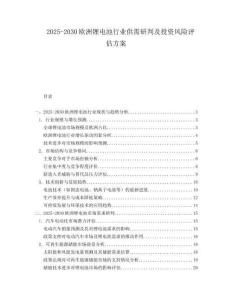 2025-2030歐洲鋰電池行業供需研判及投資風險評估方案