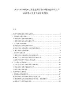 2025-2030歐洲可再生能源行業(yè)市場深度調(diào)研及產(chǎn)業(yè)前景與投資規(guī)劃分析報告