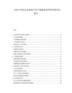 2025-2030皮毛制品行業(yè)產(chǎn)能規(guī)劃及環(huán)保風(fēng)險評估報告
