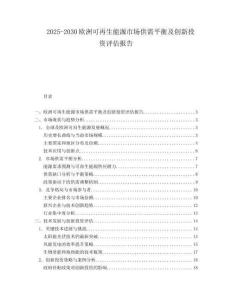 2025-2030歐洲可再生能源市場供需平衡及創(chuàng)新投資評估報告