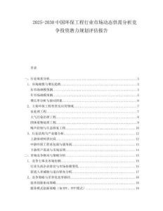 2025-2030中國環(huán)保工程行業(yè)市場動態(tài)供需分析競爭投資潛力規(guī)劃評估報告