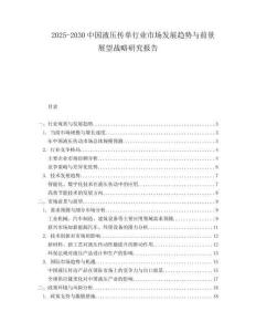 2025-2030中國液壓傳單行業(yè)市場發(fā)展趨勢與前景展望戰(zhàn)略研究報告
