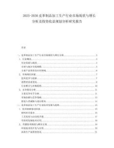 2025-2030皮革制品加工生產行業市場現狀與增長分析及投資收益規劃分析研究報告