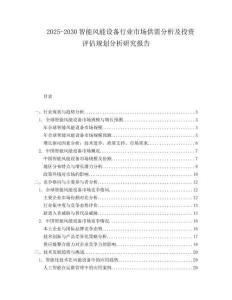 2025-2030智能風能設備行業市場供需分析及投資評估規劃分析研究報告