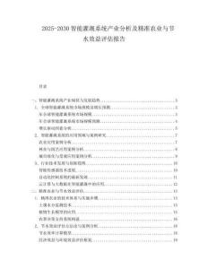 2025-2030智能灌溉系統(tǒng)產(chǎn)業(yè)分析及精準(zhǔn)農(nóng)業(yè)與節(jié)水效益評估報告