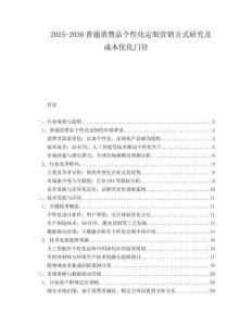 2025-2030普通消費(fèi)品個(gè)性化定制營銷方式研究及成本優(yōu)化門徑