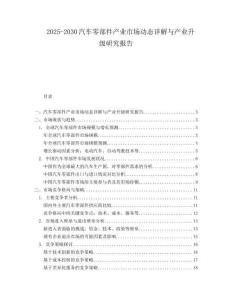 2025-2030汽車零部件產業市場動態詳解與產業升級研究報告