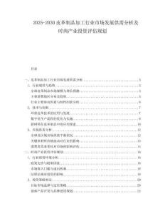 2025-2030皮革制品加工行業(yè)市場發(fā)展供需分析及時尚產業(yè)投資評估規(guī)劃