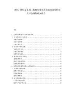 2025-2030皮革加工機(jī)械行業(yè)市場供需發(fā)展分析投資評估規(guī)劃研究報告