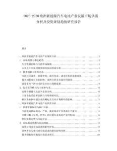 2025-2030歐洲新能源汽車電池產業發展市場供需分析及投資規劃趨勢研究報告