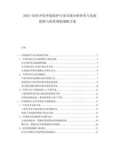 2025-2030評估環境保護行業市場分析研究與發展趨勢與投資規劃戰略方案