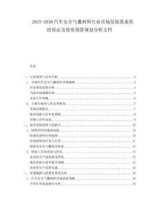 2025-2030汽車安全氣囊材料行業市場發展需求供給保證及投資預算規劃分析文檔