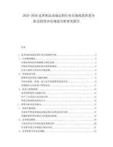 2025-2030皮革制品高端定制行業市場現狀供需分析及投資評估規劃分析研究報告