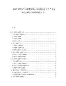 2025-2030汽車改裝服務(wù)業(yè)市場潛力分析及產(chǎn)業(yè)發(fā)展趨勢研判與品牌增值方向
