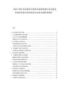 2025-2030企業(yè)成本合理布局系統(tǒng)規(guī)劃行業(yè)市場競爭投資價(jià)值分析科技項(xiàng)目未來市場轉(zhuǎn)變現(xiàn)代