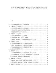 2025-2030企業(yè)信用體系建設(shè)與商業(yè)信用應(yīng)用分析