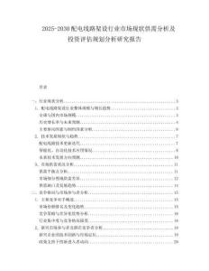 2025-2030配電線路架設行業市場現狀供需分析及投資評估規劃分析研究報告