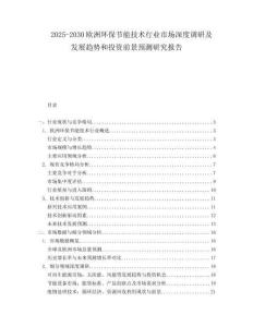 2025-2030歐洲環保節能技術行業市場深度調研及發展趨勢和投資前景預測研究報告
