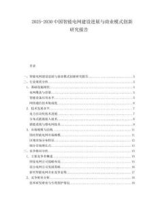 2025-2030中國智能電網建設進展與商業模式創新研究報告