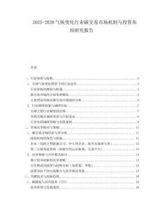 2025-2030氣候變化行業碳交易市場機制與投資布局研究報告