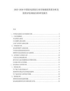 2025-2030中國家電清洗行業市場現狀供需分析及投資評估規劃分析研究報告