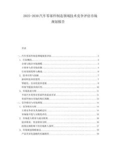 2025-2030汽車零部件制造領域技術競爭評估市場規劃報告