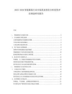 2025-2030智能服裝行業(yè)市場需求供給分析投資評估規(guī)劃研究報告