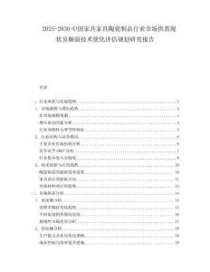 2025-2030中國家具家具陶瓷制品行業市場供需現狀及釉面技術優化評估規劃研究報告