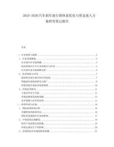 2025-2030汽車剎車盤行銷體系優化與資金進入方案研究筆記報告