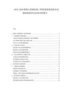 2025-2030橋梁大型鋼結構工程供需現狀投資布局策略規劃評估咨詢分析報告