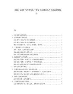 2025-2030汽車制造產(chǎn)業(yè)資本運作機遇挑戰(zhàn)研究報告