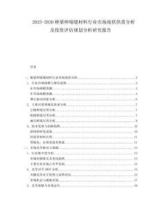 2025-2030橋梁伸縮縫材料行業(yè)市場(chǎng)現(xiàn)狀供需分析及投資評(píng)估規(guī)劃分析研究報(bào)告