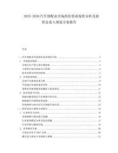 2025-2030汽車修配業(yè)市場(chǎng)供給需求現(xiàn)狀分析及新資金進(jìn)入規(guī)劃方案報(bào)告