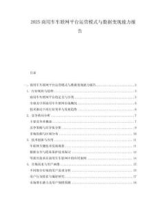 2025商用車車聯網平臺運營模式與數據變現能力報告