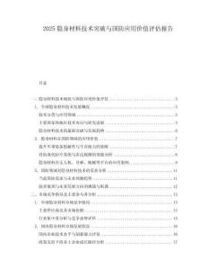 2025隐身材料技术突破与国防应用价值评估报告