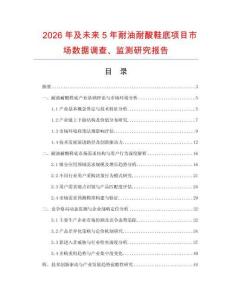 2026年及未來(lái)5年耐油耐酸鞋底項(xiàng)目市場(chǎng)數(shù)據(jù)調(diào)查、監(jiān)測(cè)研究報(bào)告