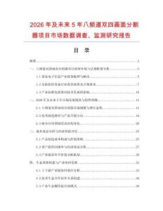 2026年及未來5年八頻道雙四畫面分割器項(xiàng)目市場數(shù)據(jù)調(diào)查、監(jiān)測研究報(bào)告