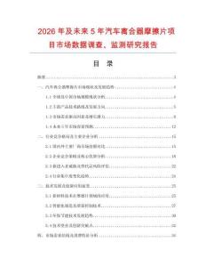 2026年及未來5年汽車離合器摩擦片項目市場數據調查、監測研究報告