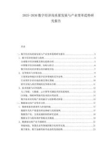 2025-2030數(shù)字經(jīng)濟高質(zhì)量發(fā)展與產(chǎn)業(yè)變革趨勢研究報告